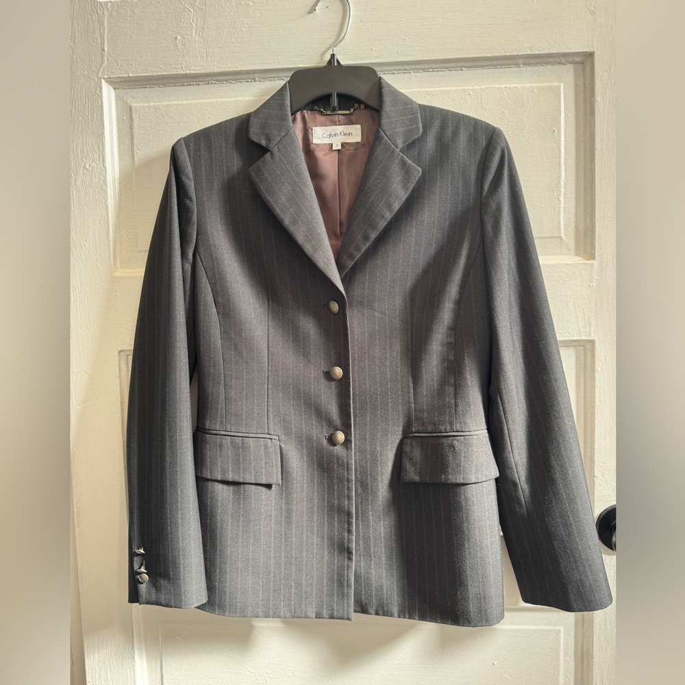 Calvin Klein Size 2 Striped Blazer
